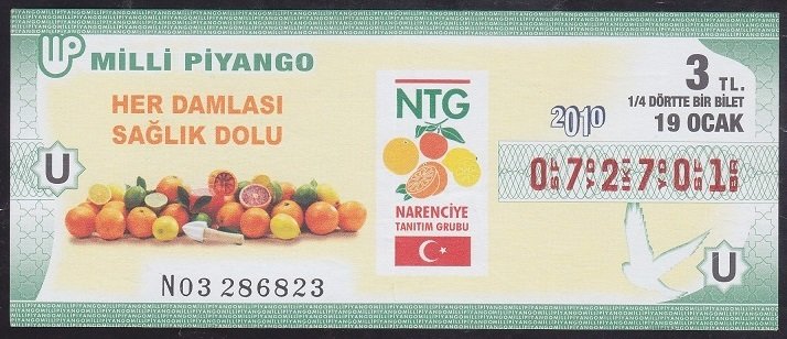 2010 19 OCAK ÇEYREK BİLET - U SERİSİ