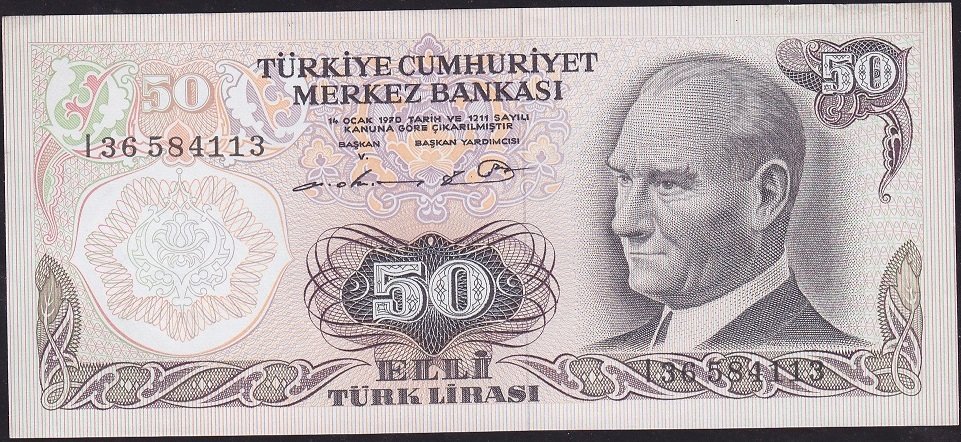 6.Emisyon 1.Tertip 50 Lira I36 584113 Çilaltı Çil