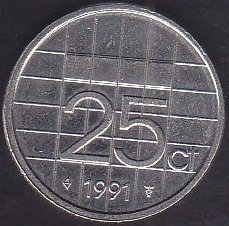 HOLLANDA 25 CENT 1991 eski para