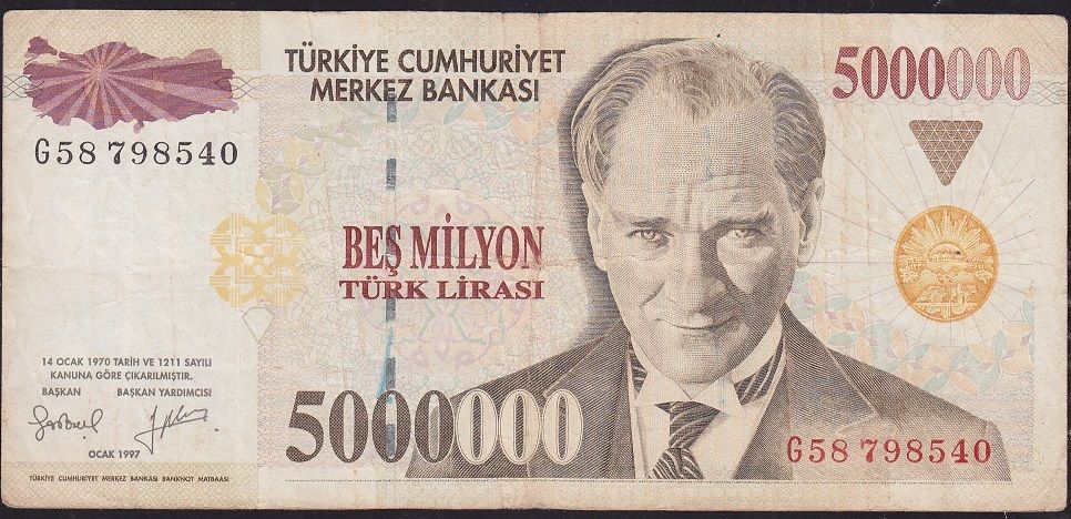 7.Emisyon 5 000 000 Lira G58 798540 Çok Temiz