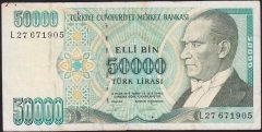 7.Emisyon 2.Tertip 50000 Lira L27 671905 Temiz