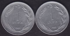 1965 Yılı 1 Lira (Ters Düz Takım)