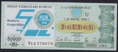 1995 29 Mayıs Çeyrek Bilet - U Serisi