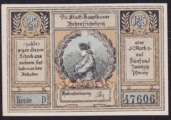 Almanya 1.25 Mark Notgeld 1920 Çil Filigranlı