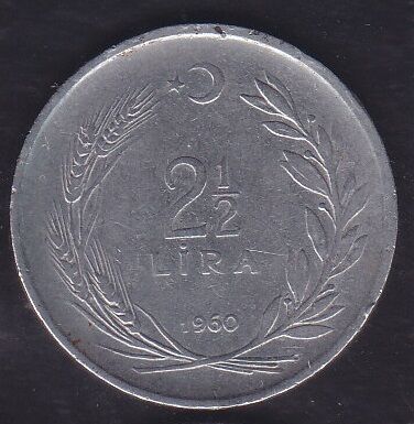 1960 Yılı 2.5 Lira Ters