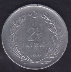 1960 Yılı 2.5 Lira Ters