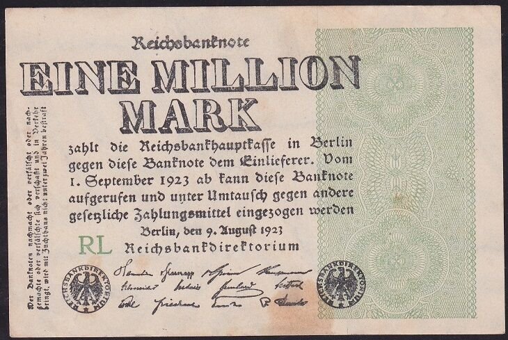 Almanya 1.000.000 Mark 1923 Çok Çok Temiz