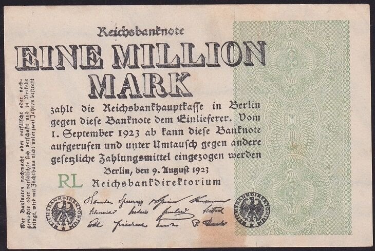 Almanya 1.000.000 Mark 1923 Çok Çok Temiz