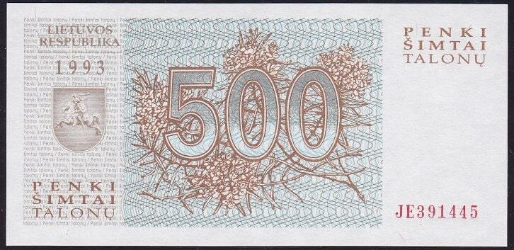 Litvanya 500 Talonu 1993 Çil JE391445