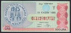 1985 19 KASIM YARIM BİLET Y SERİSİ
