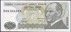 7.Emisyon 1.Tertip 10 Lira B08 361591 Çilaltı Çil