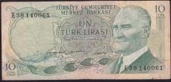 6.Emisyon 1.Tertip 10 Lira E38 140061 Çok Temiz
