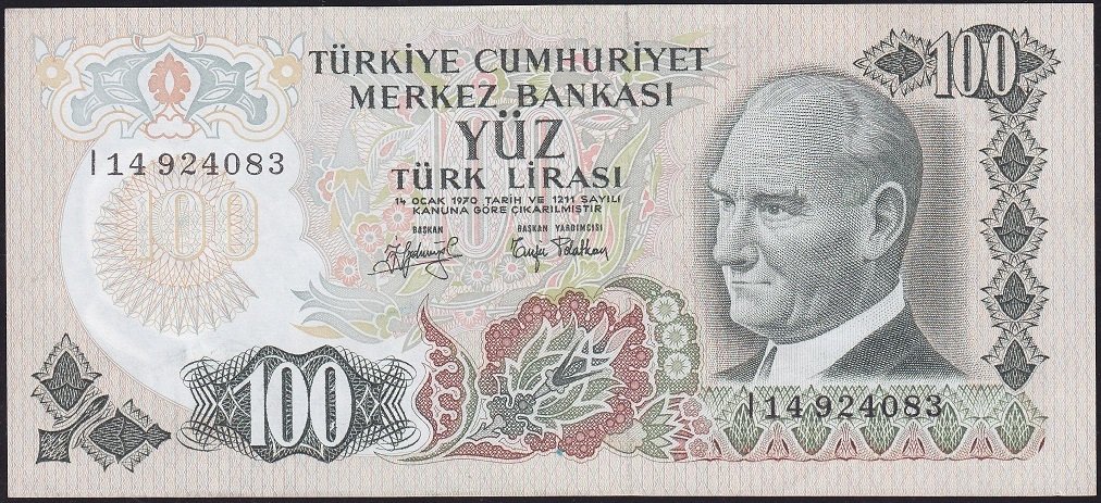 6.Emisyon 2.Tertip 100 Lira I14 924083 Çok Çok Temiz+