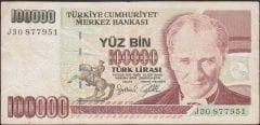 7.Emisyon 3.Tertip 100000 Lira J30 877951 Çok Temiz
