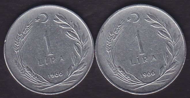 1966 Yılı 1 Lira (Ters Düz Takım)