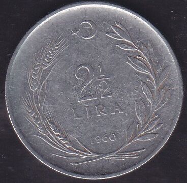 1960 Yılı 2.5 Lira Düz