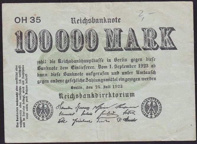 Almanya 100.000 Mark 1923 Çok Temiz