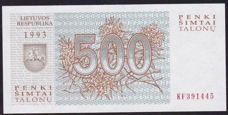 Litvanya 500 Talonu 1993 Çil KF391445