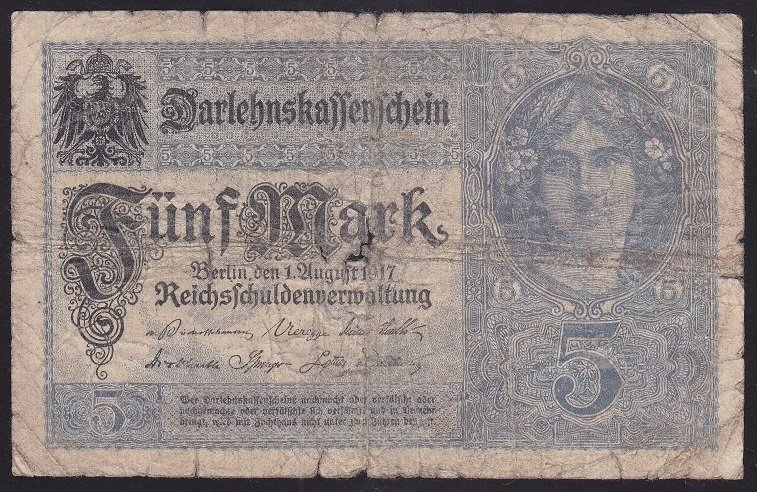 ALMANYA 5 MARK 1917 HALİYLE
