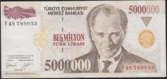 7.Emisyon 5 000 000 Lira F48 789933 Çok Temiz+
