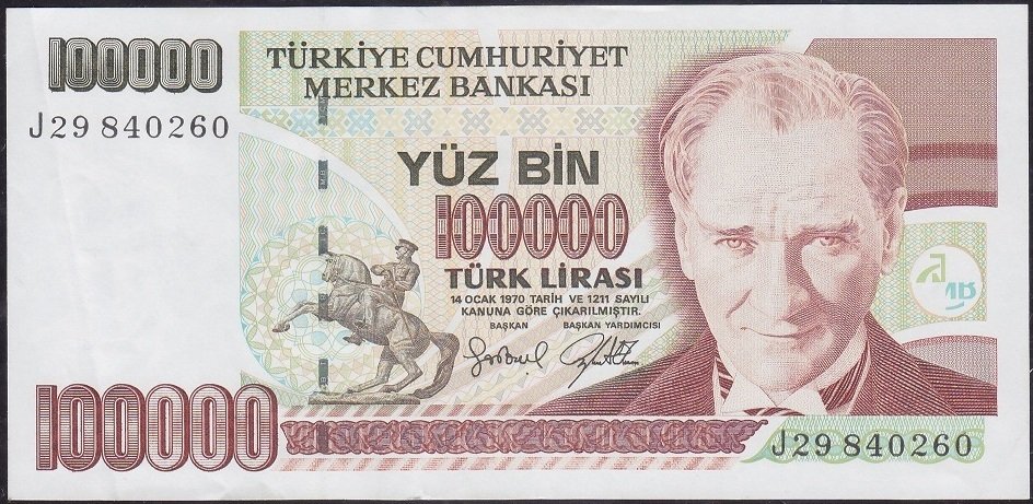 7.Emisyon 3.Tertip 100000 Lira J29 840260 Ççt +