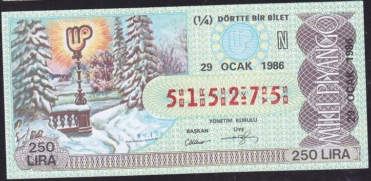 1986 29 Ocak Çeyrek Bilet - N Serisi