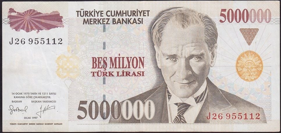 7.Emisyon 5 000 000 Lira J26 955112 Çok Temiz+