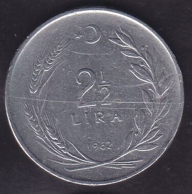 1962 Yılı 2.5 Lira Ters
