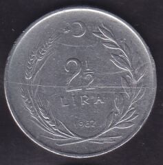 1962 Yılı 2.5 Lira Ters