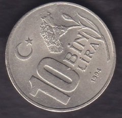 1994 YILI 10000 LİRA DÜNYA SPOR VE OLİMPİK DÜŞÜNCE YILI ÇA ÇİL