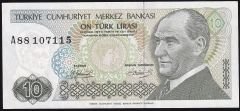 7.Emisyon 1.Tertip 10 Lira A88 107115 Çilaltı