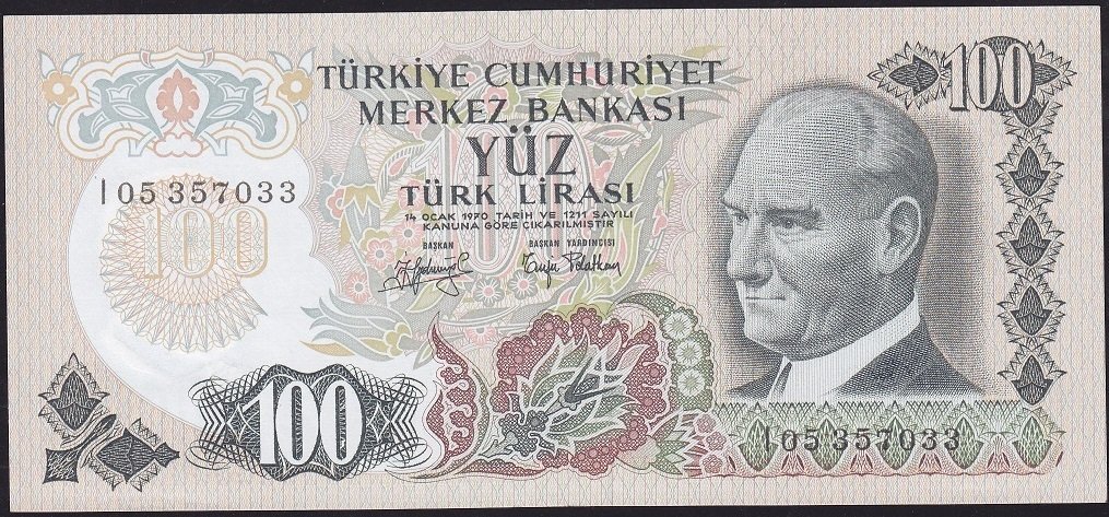 6.Emisyon 2.Tertip 100 Lira I05 357033 Çilaltı
