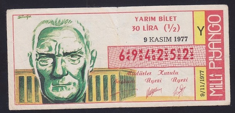 1977 9 KASIM YARIM BİLET