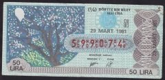 1981 29 MART ÇEYREK BİLET - N SERİSİ