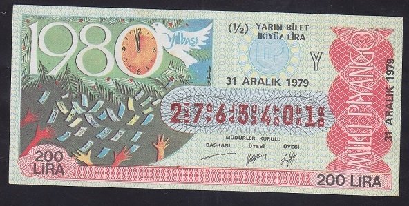 1979 31 ARALIK YARIM BİLET - Y SERİSİ