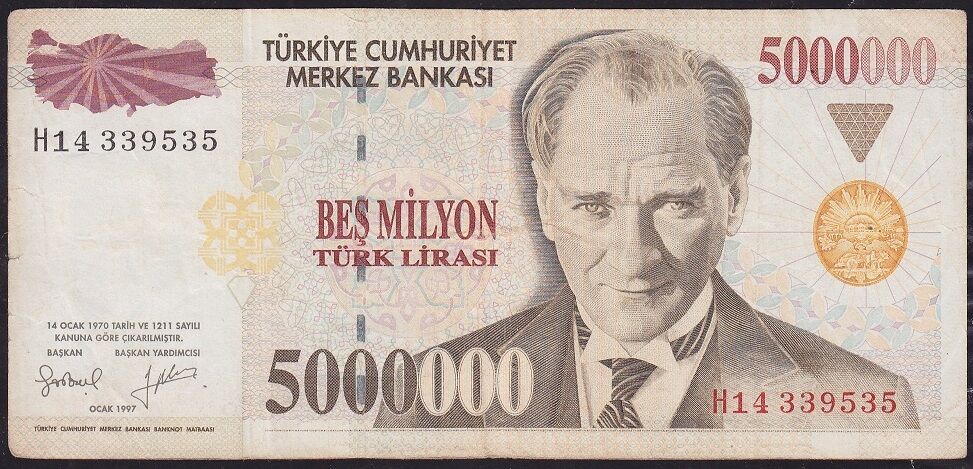 7.Emisyon 5 000 000 Lira H14 339535 Çok Temiz