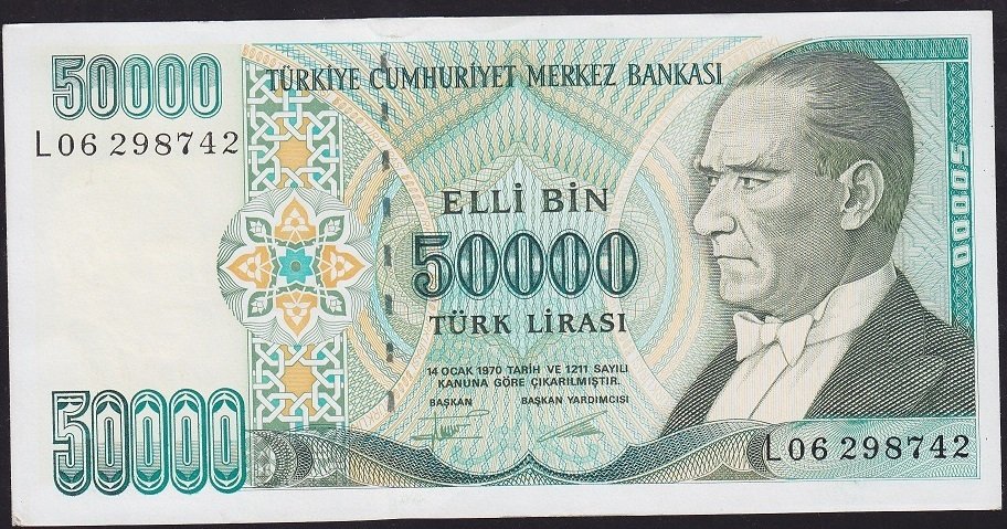 7.Emisyon 2.Tertip 50000 Lira L06 298742 Çilaltı Çil