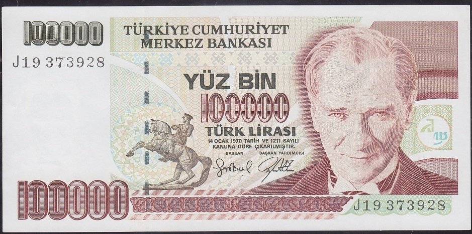 7.Emisyon 3.Tertip 100000 Lira J19 373928 Çilaltı