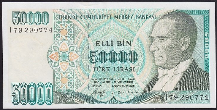 7.EMİSYON 1.TERTİP 50000 LİRA I79 290774 ÇİLALTI ÇİL