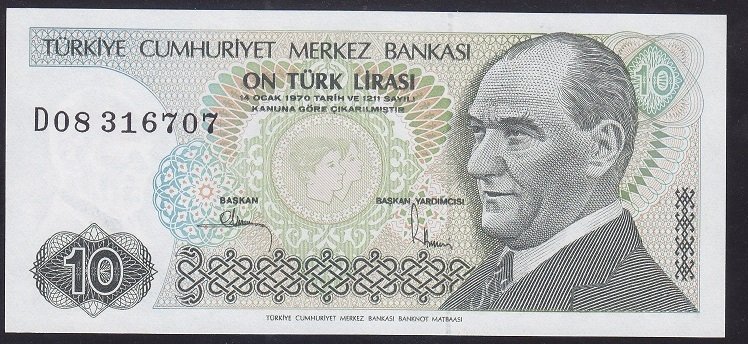 7.EMİSYON 2.TERTİP 10 LİRA D08 316707 ÇİL