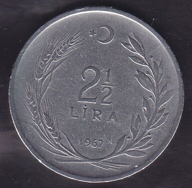 1962 Yılı 2.5 Lira Düz