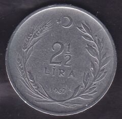 1962 Yılı 2.5 Lira Düz