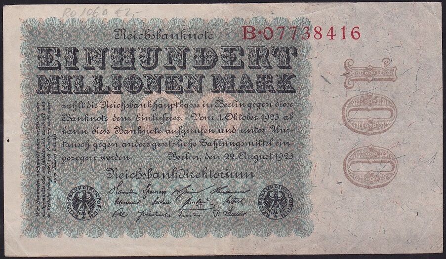 Almanya 100 Mark 1923 Çok Temiz+