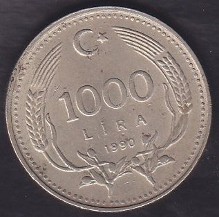 1990 YILI 1000 LİRA ÇEVREMİZİ KORUYALIM ÇİLALTI