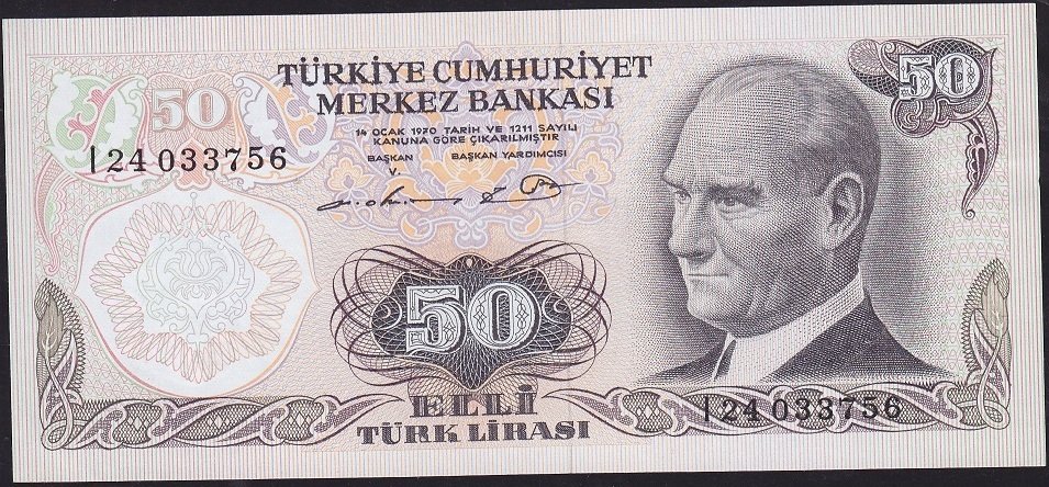 6.Emisyon 1.Tertip 50 Lira I24 033756 Çilaltı Çil