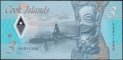 Cook Island 3 Dolar 2021 Çil Polymer