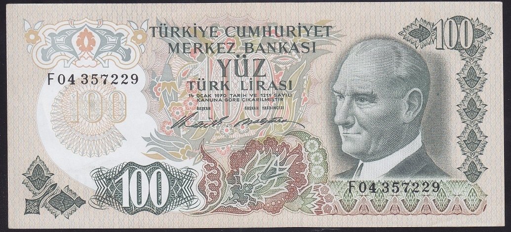 6.EMİSYON 1.TERTİP 100 LİRA F04 357229 ÇİLALTI