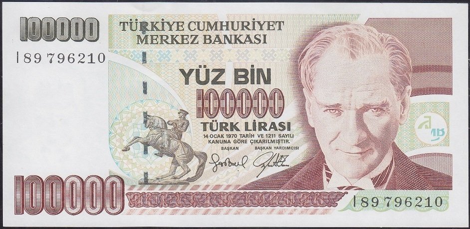 7.Emisyon 3.Tertip 100000 Lira I89 796210 Çilaltı Çil
