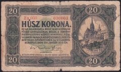 MACARİSTAN 20 KORONA 1920 TEMİZ