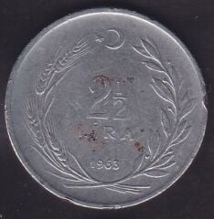 1963 Yılı 2.5 Lira Düz